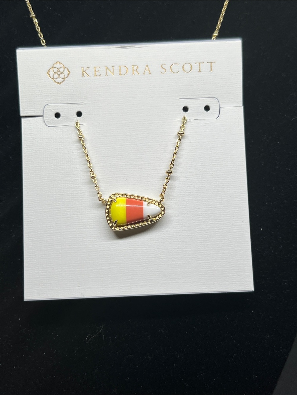 Kendra Scott Gold-Tone Candy Corn Enamel Pendant Necklace - Yellow/Orange/White